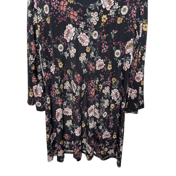 Karen Kane Floral Dress Black Pink Boho Plus Size 0X Long Sleeve - Picture 3 of 12